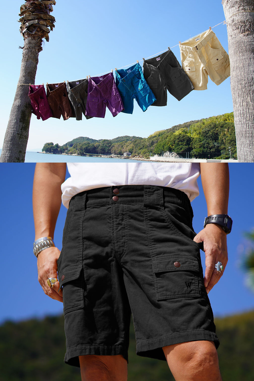 WR788M-32B World Workers Beach Corduroy Buch-Shorts