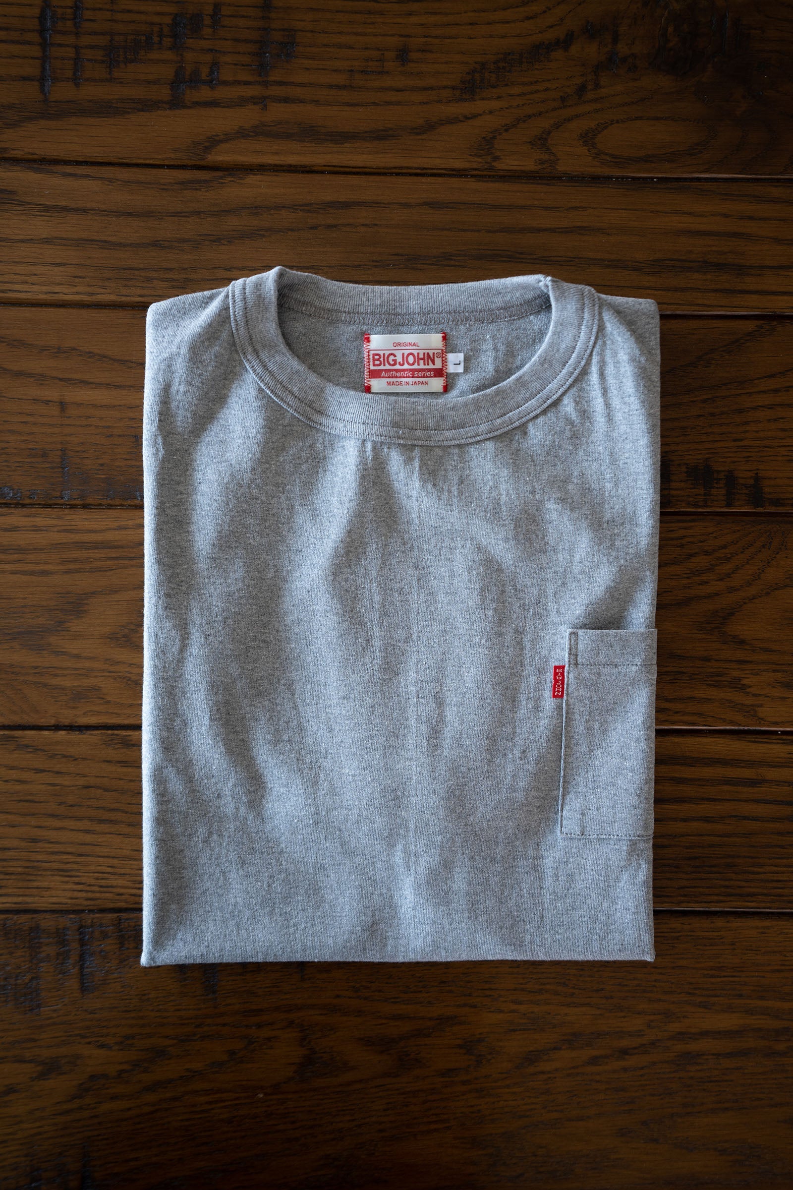 MTS14M (64)  丸胴 長袖 POCKET Tee 杢グレー