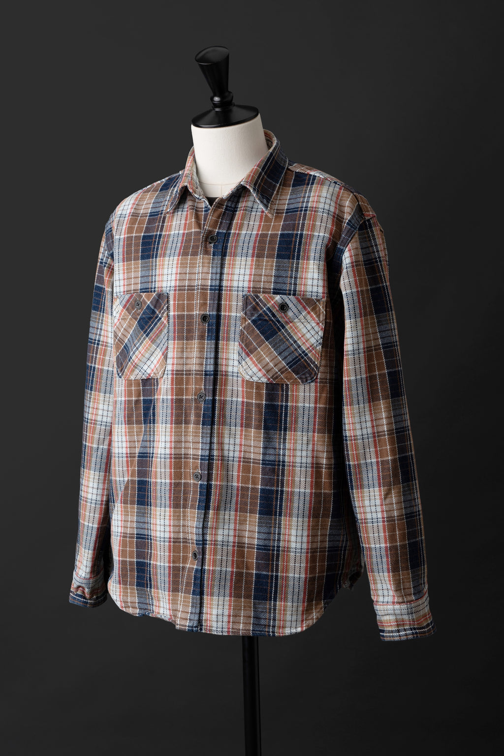 MS001G (REC) INDIGO CHECK HEAVY FLANNEL SHIRT